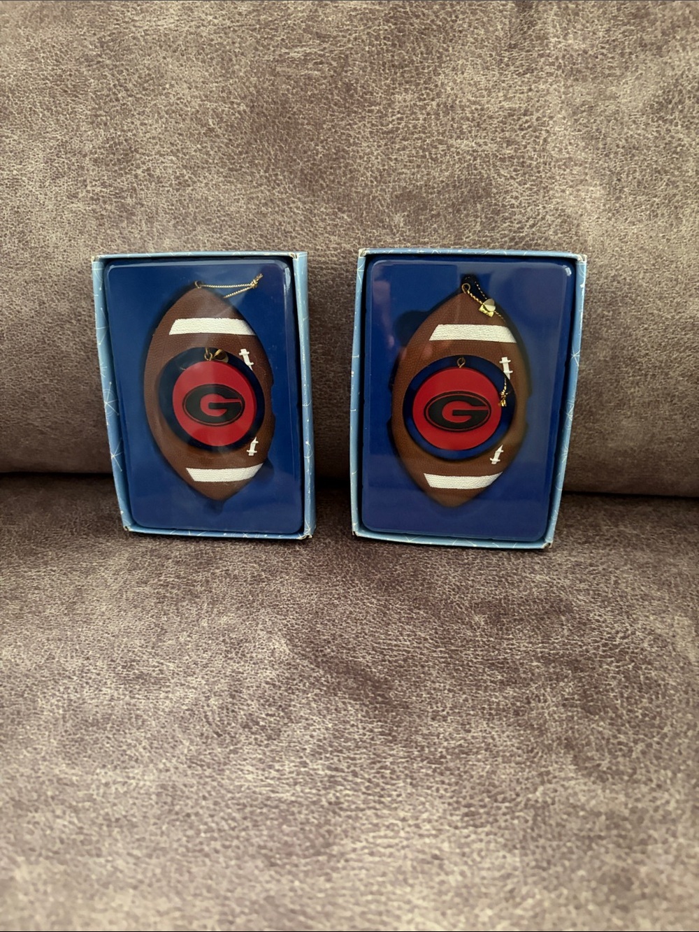 Football Ornament - Brown & Red Home Accent